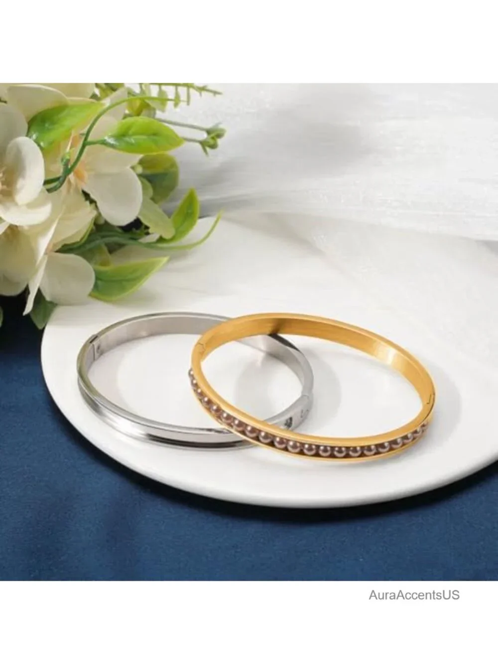 2PC Grooved Bangle Blanks Stainless Steel Hinged Cuff DIY Jewelry Making
